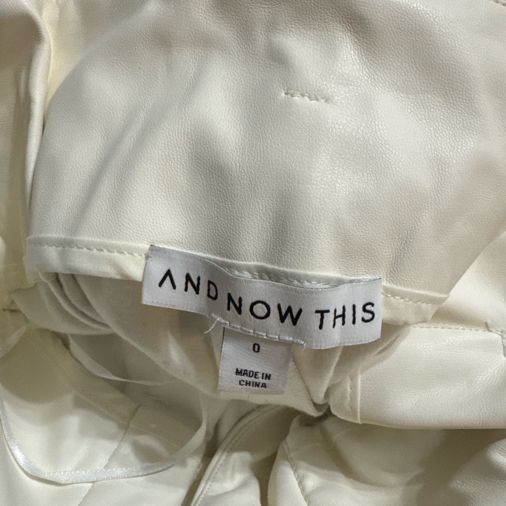 And Now This Cream Faux Leather Paperbag Pants – Size 0 (New with Tags) - Picture 4 of 4